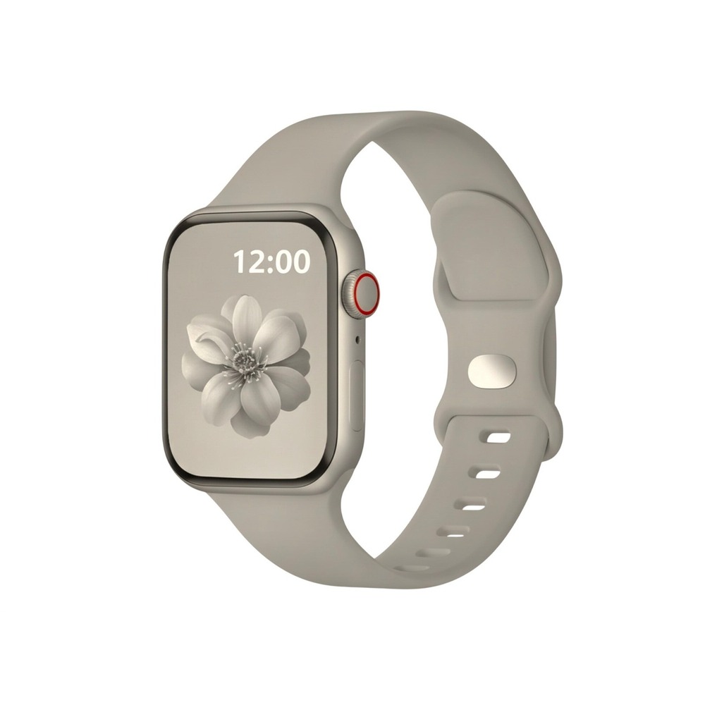 Apple iWatch Compatible Series 9-1 Sporty Gray Silicone Watch Band 38/40/41mm